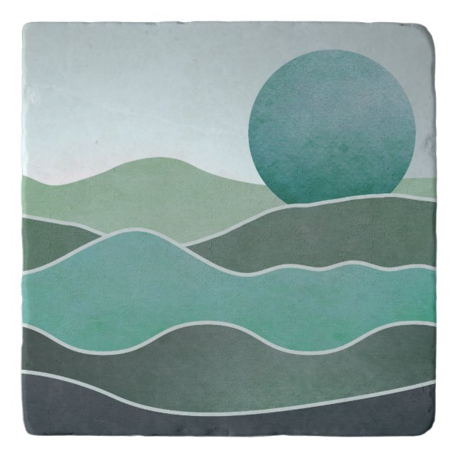 Turquoise World Landscape Trivet (Front)
