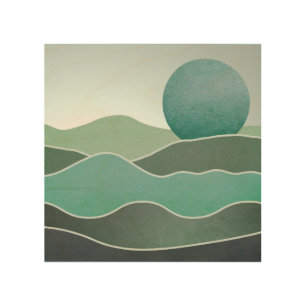 Turquoise World Landscape Wood Wall Art
