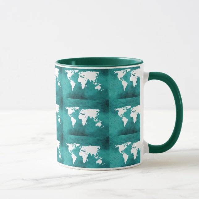 turquoise world map pattern mug (Right)