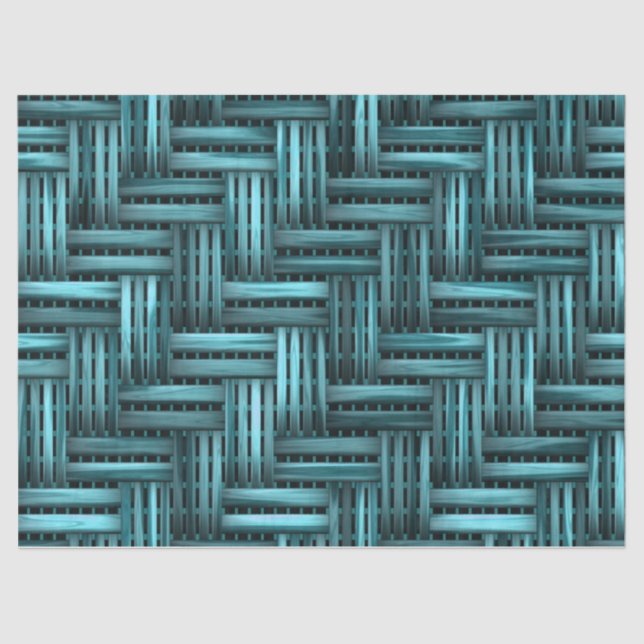 Turquoise Woven Wood Background Decoupage Tissue Paper (Front)