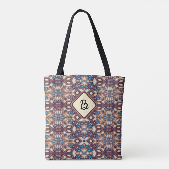 Turquoise, Yellow and Brown Connecting Mandalas  Tote Bag (Back)