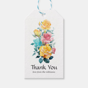 Turquoise, Yellow and Pink Floral Wedding Gift Tags