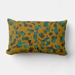 Turquoise yellow and Zebra Abstract Lumbar Pillow