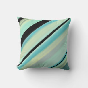 Turquoise Yellow Black Stripes Throw Pillow