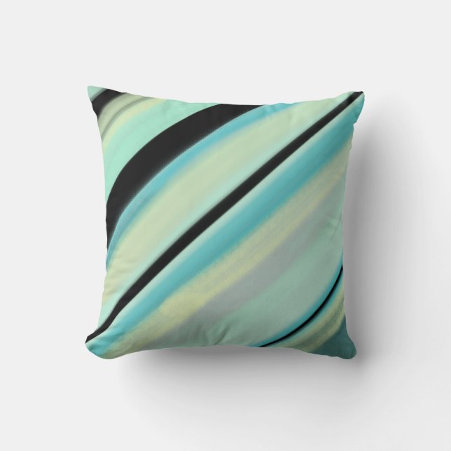 Turquoise Yellow Black Stripes  Throw Pillow (Front)