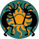 Turquoise Yellow Black Tribal  Southwest Kokopelli Cutout<br><div class="desc">Dress up your home with this  southwest Kokopelli sculpture. For more southwest decor visit the rest of this shop.</div>