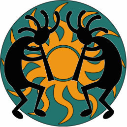 Turquoise Yellow Black Tribal  Southwest Kokopelli Cutout