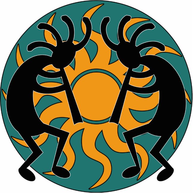 Turquoise Yellow Black Tribal  Southwest Kokopelli Cutout (Front)