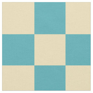 Turquoise yellow checkered pattern fabric