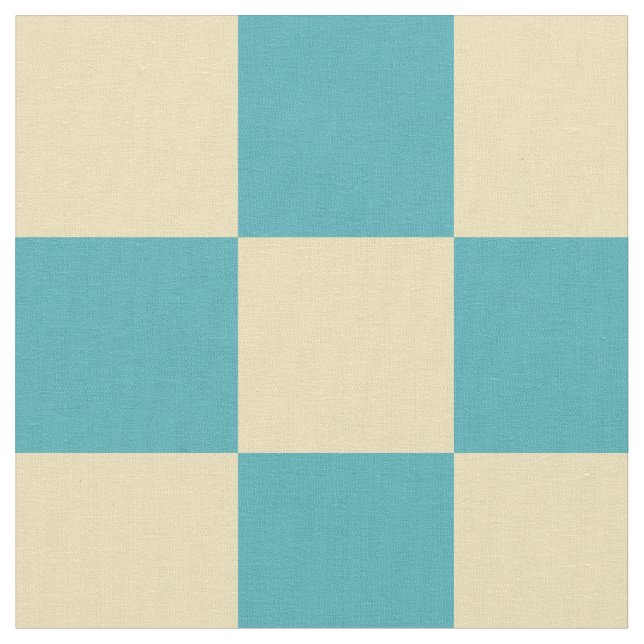 Turquoise yellow checkered pattern fabric (Close Up)