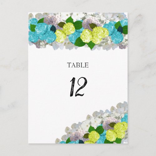 Turquoise Yellow Floral Table Seating Number Card