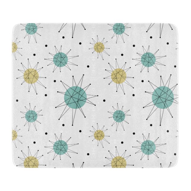 Turquoise Yellow Franciscan Starburst Mid-century Cutting Board (Front)