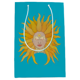 Turquoise yellow gold sun inspired gift bag