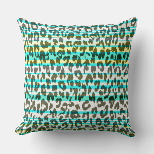 Turquoise Yellow Leopard Print Skin Throw Pillow Zazzle