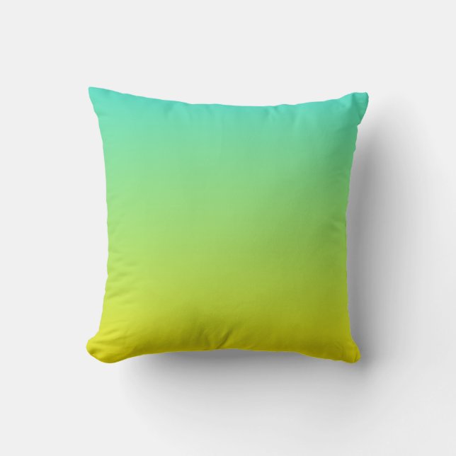 Turquoise Yellow Ombre Throw Pillow (Front)