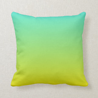 Turquoise Yellow Ombre Throw Pillow