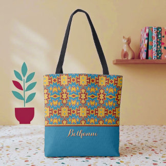 Turquoise, Yellow & Red Mosaic Tote Bag