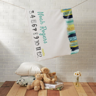 Turquoise Yellow Trendy Baby Boy Month Milestone Baby Blanket