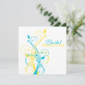 Turquoise, Yellow, White Floral Bridal Shower Invitation (Standing Front)