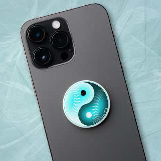 turquoise yin yang personalized girls softball PopSocket