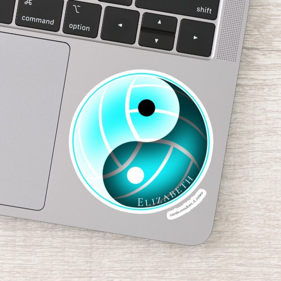 turquoise yin yang volleyball personalized sticker