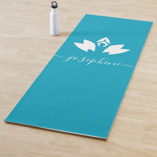 Turquoise Yoga Pose Lotus flower Personalized Yoga Mat
