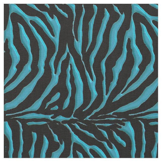 Turquoise Zebra Animal Print Fabric (Close Up)