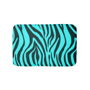 Turquoise zebra animal print pattern bathroom mat