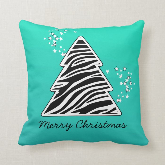 Turquoise zebra Christmas Tree Pillows