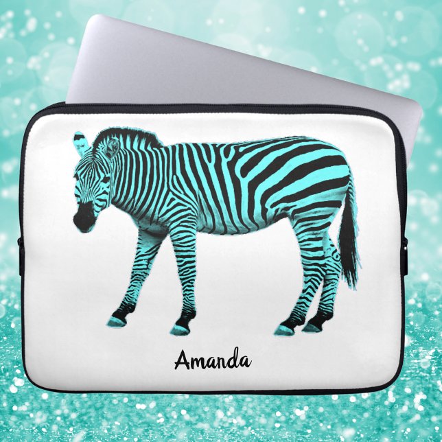 Turquoise Zebra Electronics Bag w/ Your Name (Creator Uploaded)