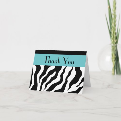 Turquoise Zebra Print Thank You Card