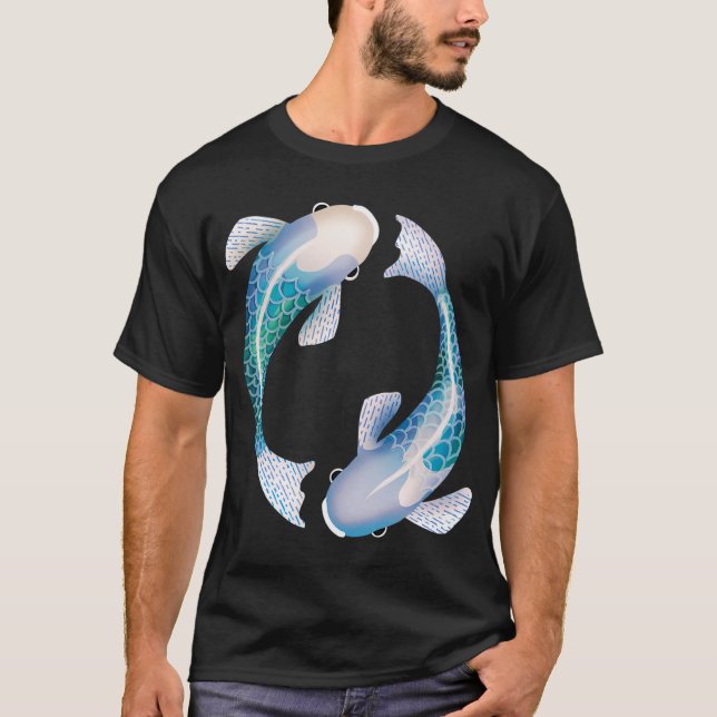 Turquoise Zen Koi Fish T-Shirt (Front)