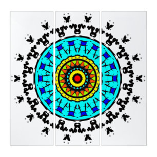 Turquoise Zen Mandala Triptych