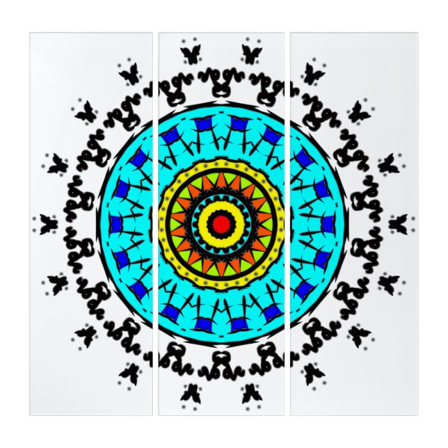Turquoise Zen Mandala Triptych (Front)