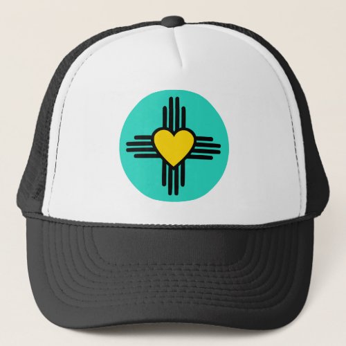 Turquoise Zia Heart Trucker Hat