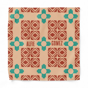 Turquoise Zia Tribal Brown Tan Bandana