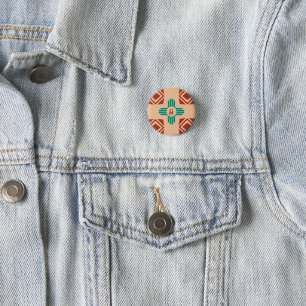 Turquoise Zia Tribal Brown Tan Button