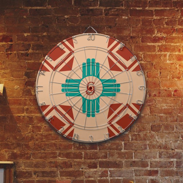 Turquoise Zia Tribal Brown Tan Dart Board (Creator Uploaded)