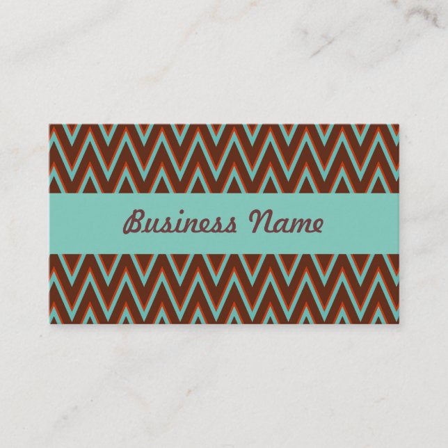 Turquoise Zig Zag Business Card (Front)