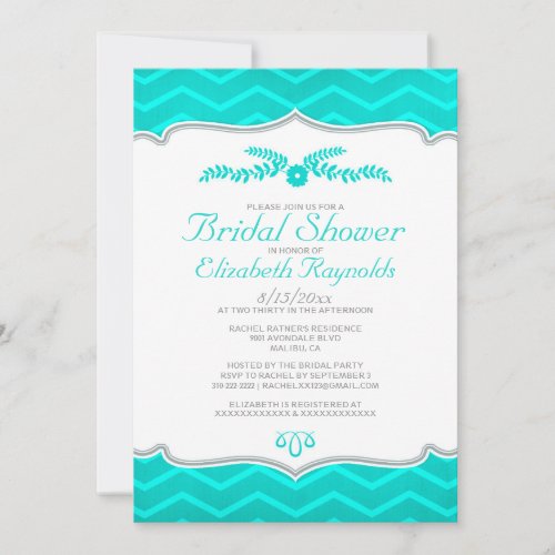 Turquoise Zigzag Bridal Shower Invitations