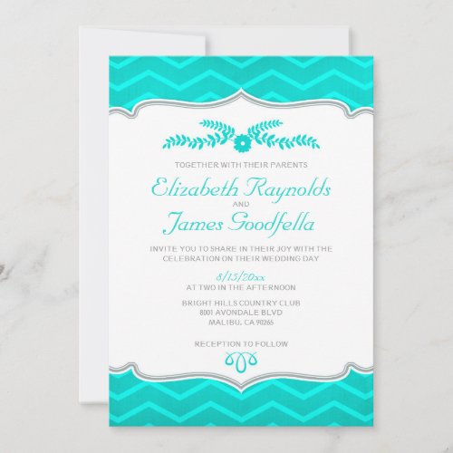 Turquoise Zigzag Wedding Invitations