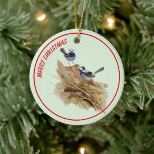 Turquoisine Superb Warbler Ceramic Ornament