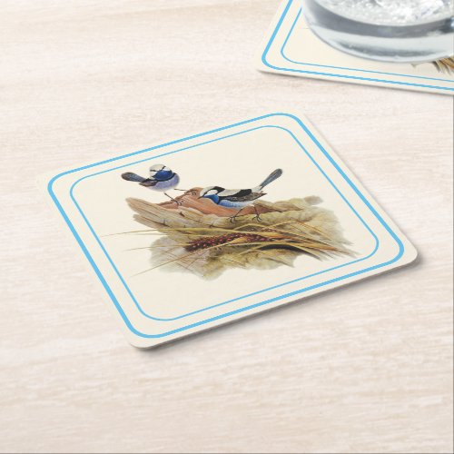 Turquoisine Superb Warbler  Square Paper Coaster