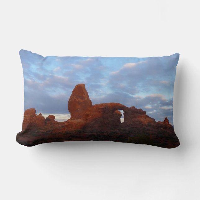 Turret Arch at Sunrise in Arches National Park Lumbar Pillow (Front)