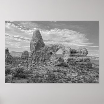Turret Arch  Black And White  Arches National Park Poster by catherinesherman at Zazzle