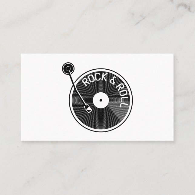 Turtable Record Player Rock And Roll Vinyl Record Business Card (Front)