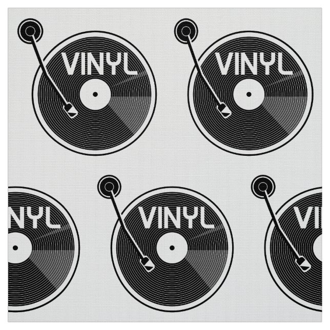 Turtable Record Player Rock And Roll Vinyl Record Fabric (Swatch)