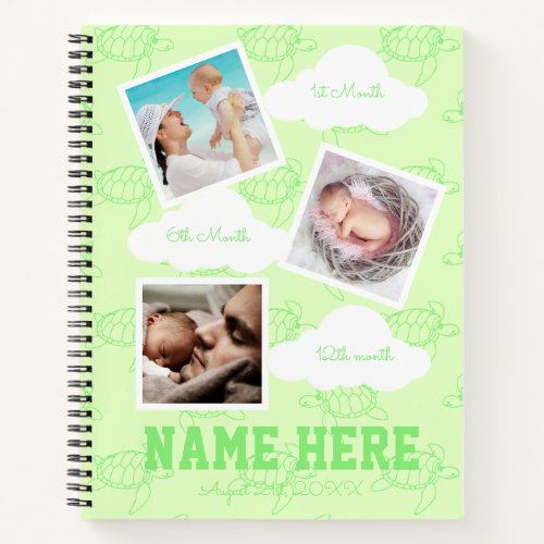 Turtle 1st birthday Baby Milestone Guest book