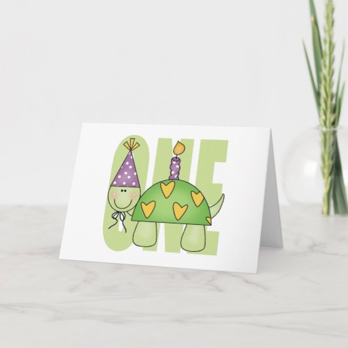 Turtle 1st Birthday Card