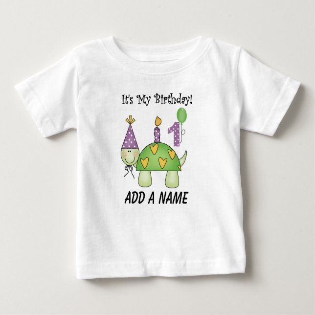 Turtle 1st Birthday Personalized Tshirt (Front)